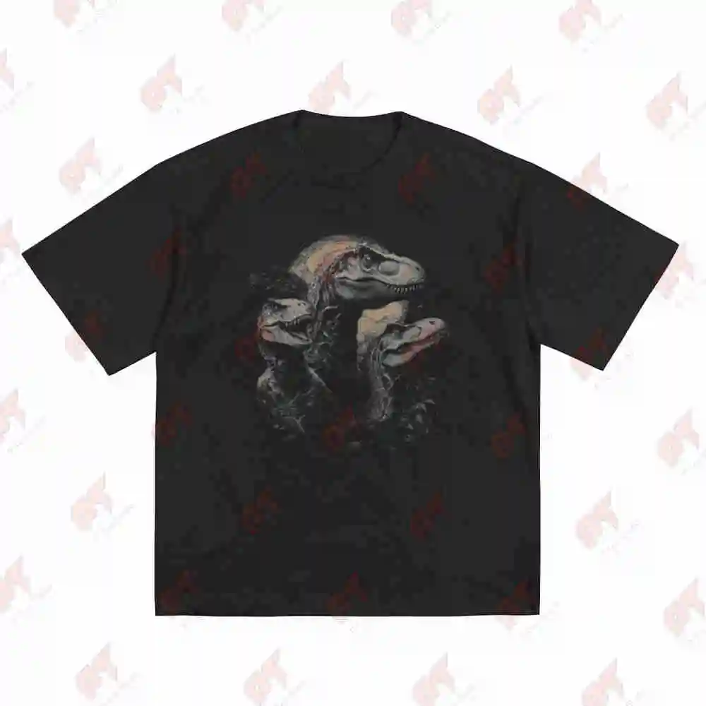Raptor Dinosaur Retro Velociraptor Jurassic 90s Short Sleeve Tee 100% Cotton T-Shirt