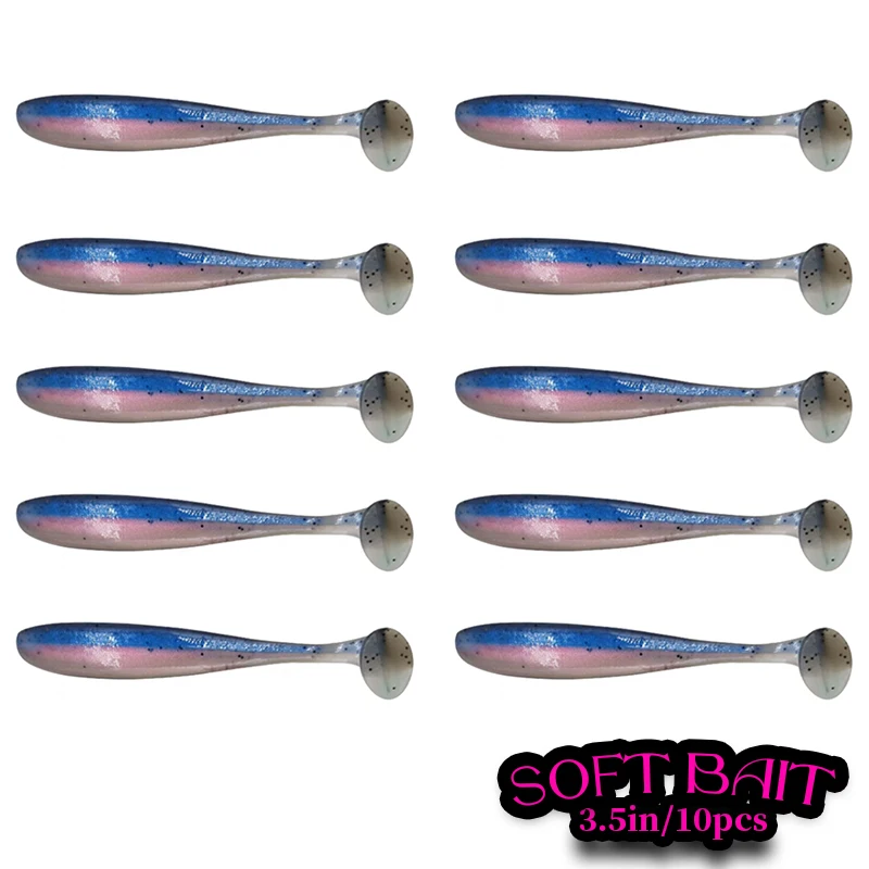 

ORJD 5/10pcs Easy Shinner T Tail Soft Fishing Lure Double Color Silicone Artificial Bait Luminous Fishing Swimbait Accessories