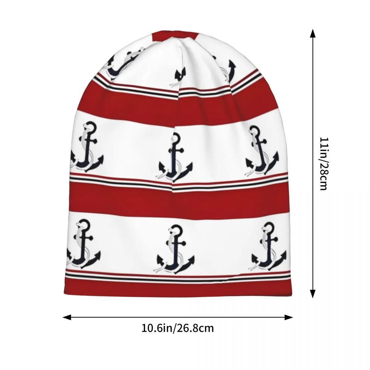 Nautical Anchor Bonnet Hats red blue and white stripes Skullies Beanies Men Women Unisex Warm Soft Beanie Hats Winter Kpop Caps