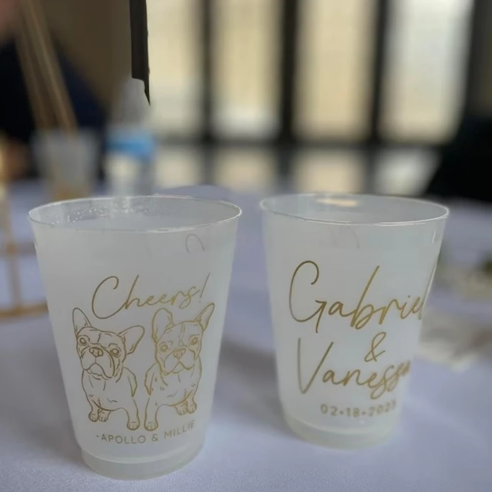 

Custom Frosted Unbreakable Plastic Cup - Custom Pet Illustration - Cheers - Wedding Favors, Frosted Cups,Beer Cups,Wedding Cups