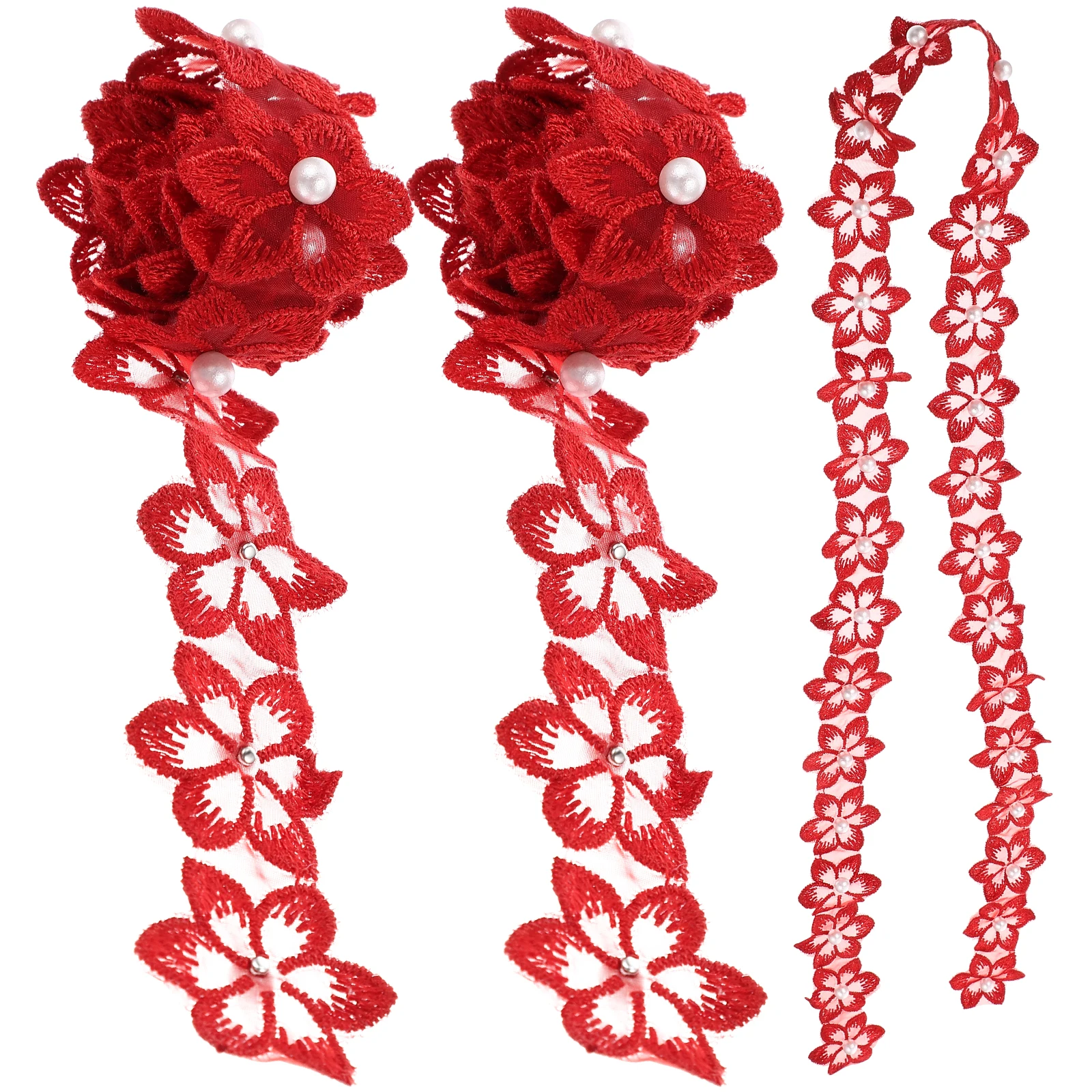 

Water Soluble Lace Ribbon Black Pearl Floral Applique Trim Elastic Polyester DIY Sewing Material Garment Edging Dress Curtains