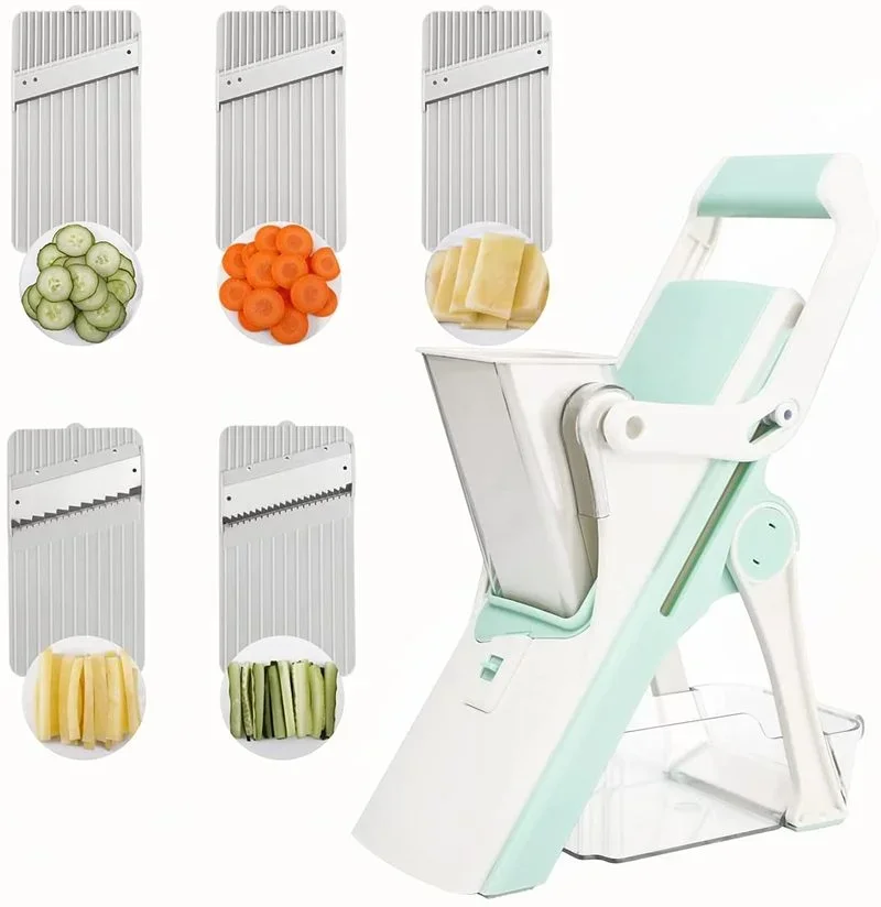 Vegetable Slicer and Chopper with Safety Handle Adjustable Food Chopper Vegetable Cutter Quick Meal Fruit Hot Pot Sliced Meat