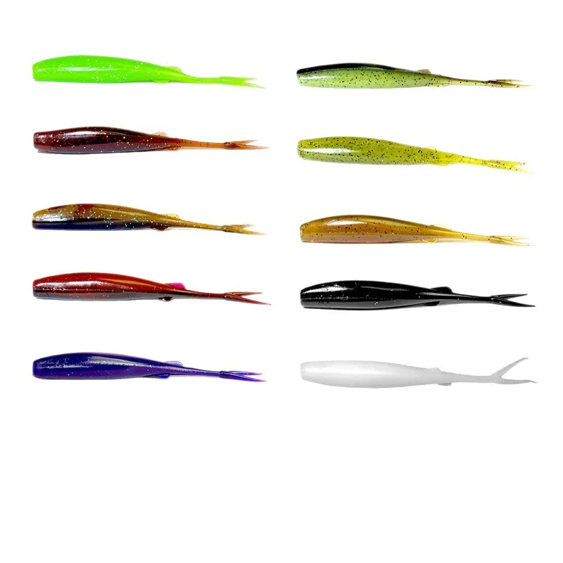 10 Stück Schwimmende Bionische Köder Gabelschweif-Weichköder Hochsalzbeständiger Köder Bissfester Wildbass-Köder Angelzubehör – Detail 16