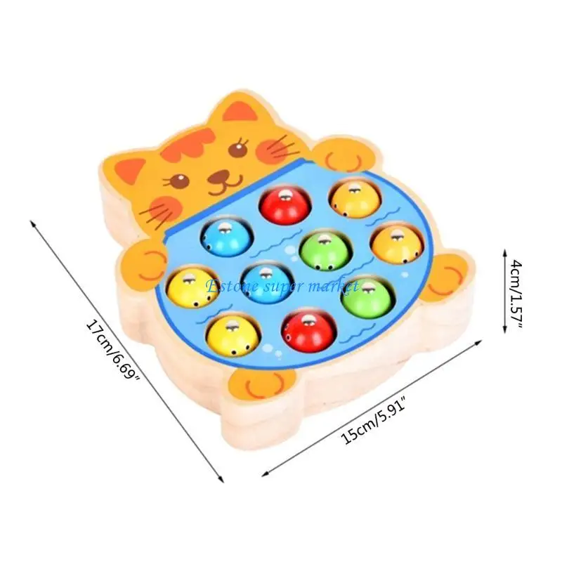 090B Juguete educativo madera para niños, tablero pesca, juego preescolar para niños