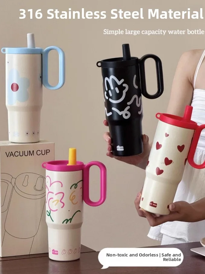 

Большая термокружка для кофе для женщин, портативная, для автомобиля, для активного отдыха, спортивная бутылка для воды, чашка для чая, Ice Domir Beau