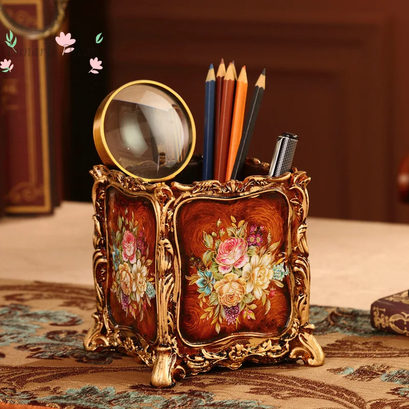 

Pen holder office desktop storage box student kids light luxury stationery organizer ornament