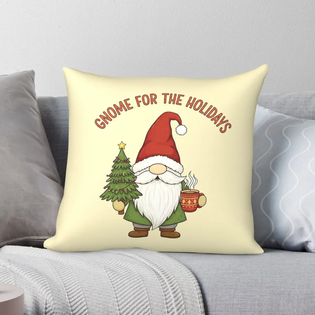 Gnome For The Christmas Square Pillowcase Polyester Linen Velvet Pattern Zip Decor Throw Pillow Case Home Cushion Cover 18