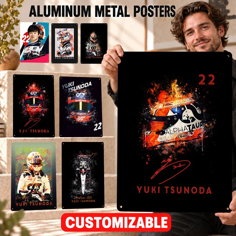 Yuki Tsunoda Printed Posters Champion Legacy Design Home Office Wall Art Personalized Aluminum Metal Sign Gift For Sports Fans
