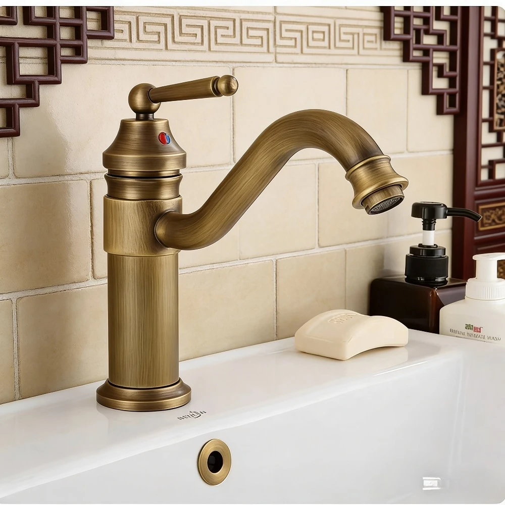 

Новый французский винтажный американский латунный смеситель - смеситель для умывальника для горячей и холодной воды в ванной комнате