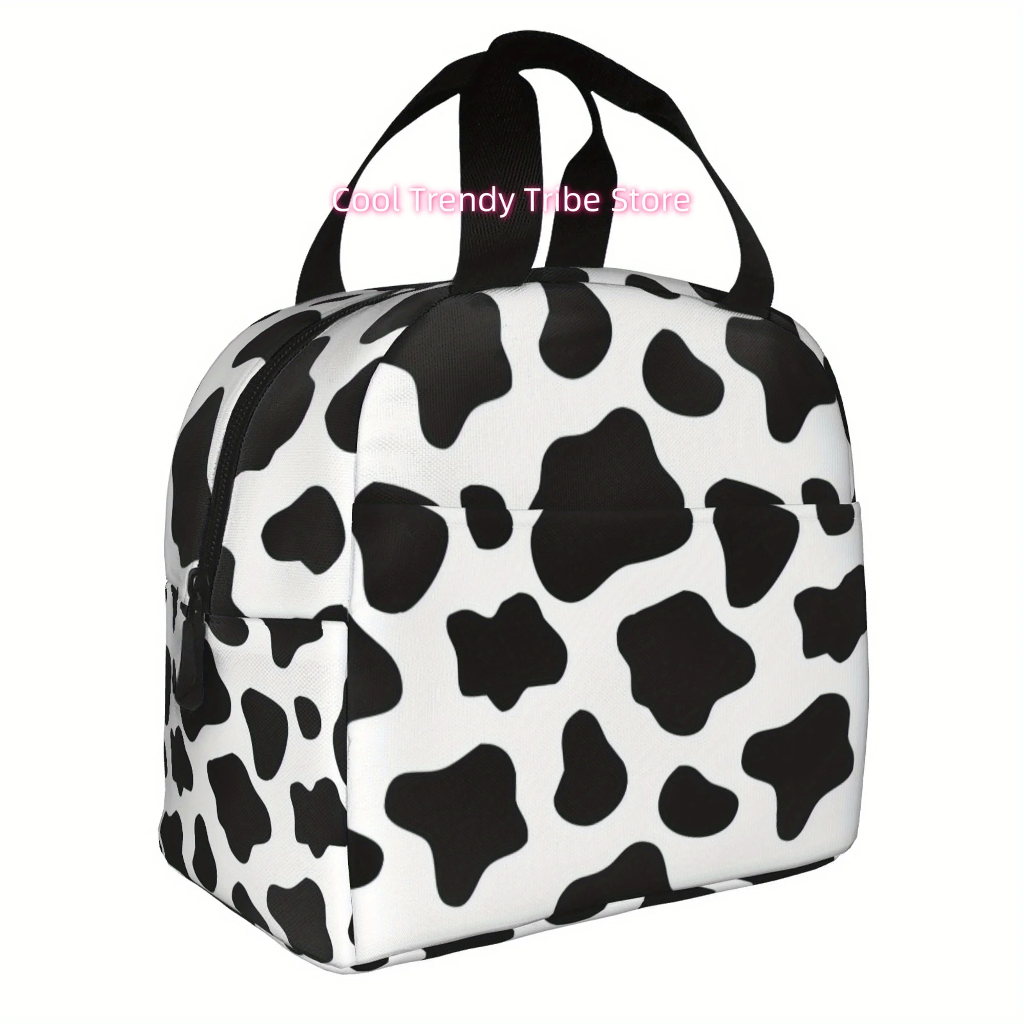 Reusable Cow Print Cooler Bag - Insulated Lunch Tote for Camping, Picnics, and Beach Outings, Perfect for Home, Office, and Outd