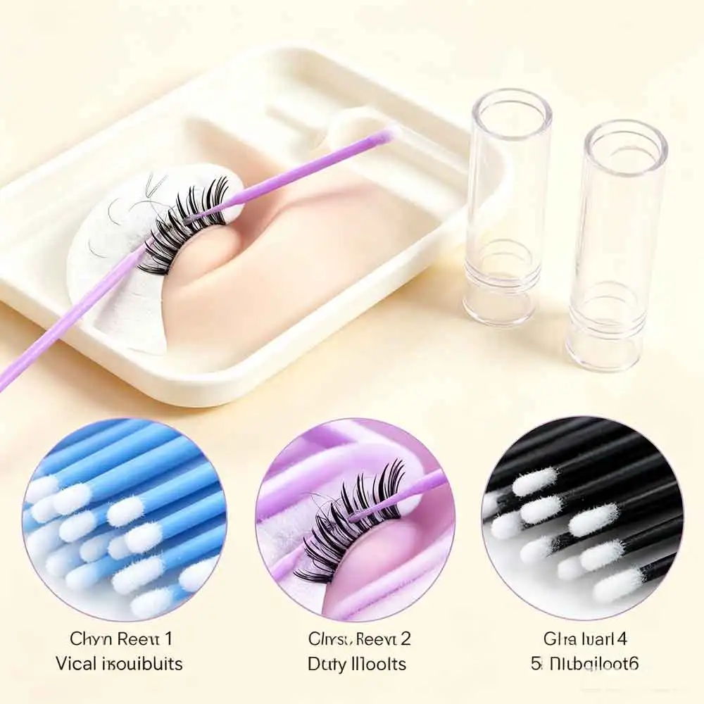 Makeup Cleaning Swabs 100pcs/bucket Grafting Eyelash Cleaning Swabs; Disposable Microbead Applicators;
