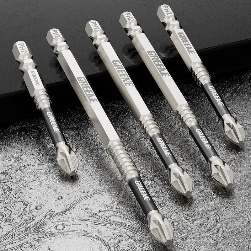 Greener 6Pcs Non-Slip Magnetic Cross Head Household Electric Driver Screw Set High Hardness Electric Screwdrivers Drill Bits