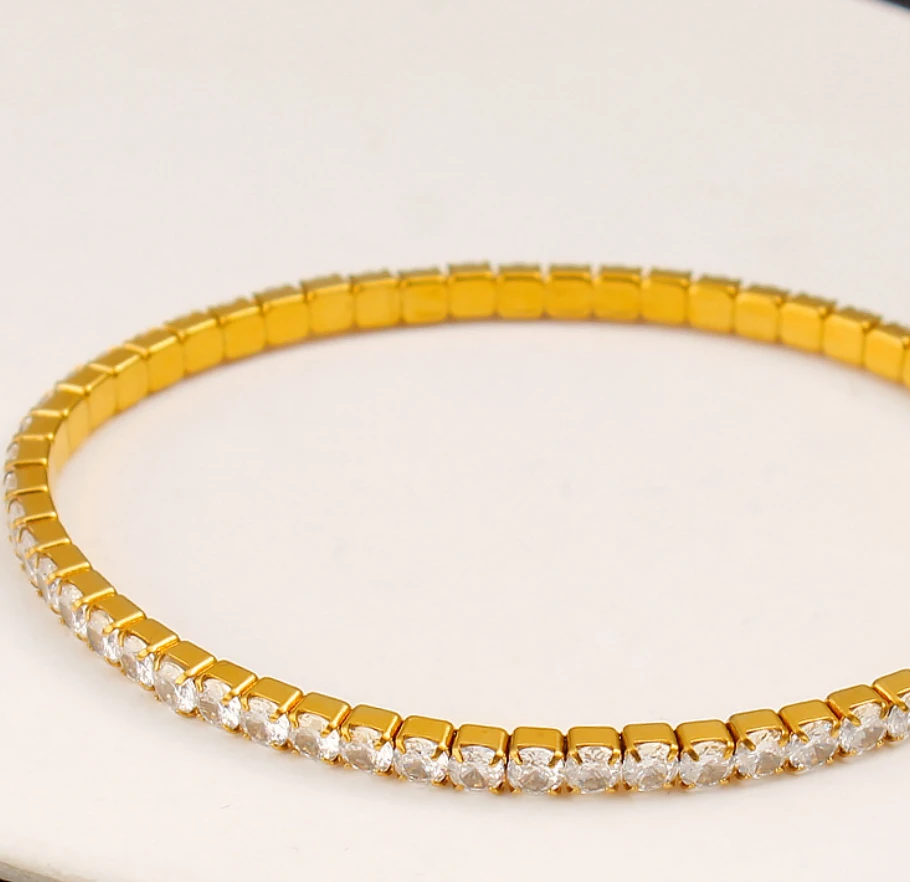 

Hot sale fashion luxury bracelet high-end sense stainless steel elastic zircon bracelet jewelry couple bracelet