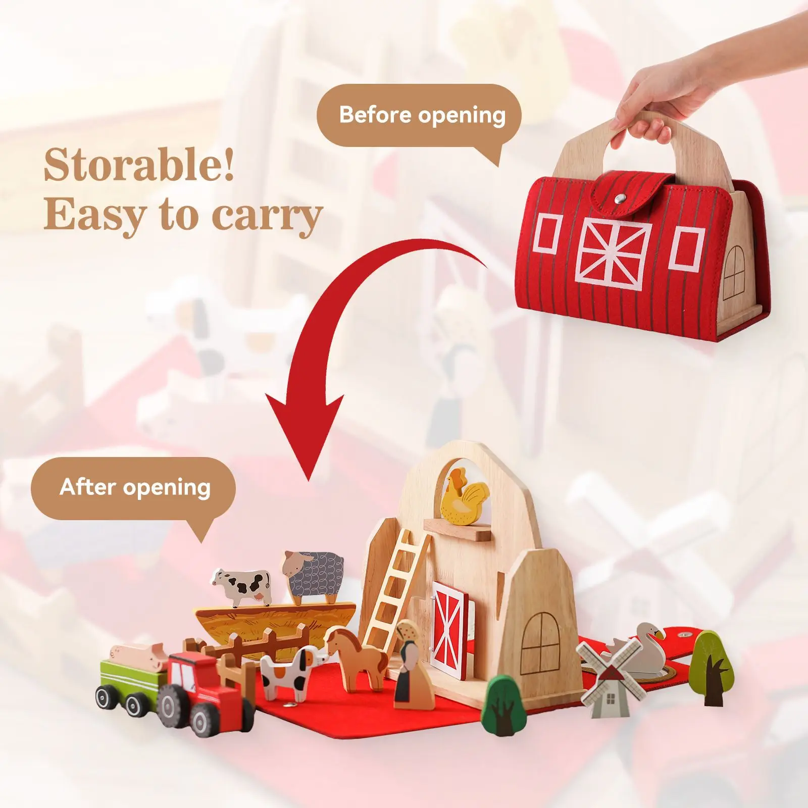 Children's Educational Toys Barn Farm Wooden Stacking Baby Early Education Enlightenment Disassembly and Assembly Toys