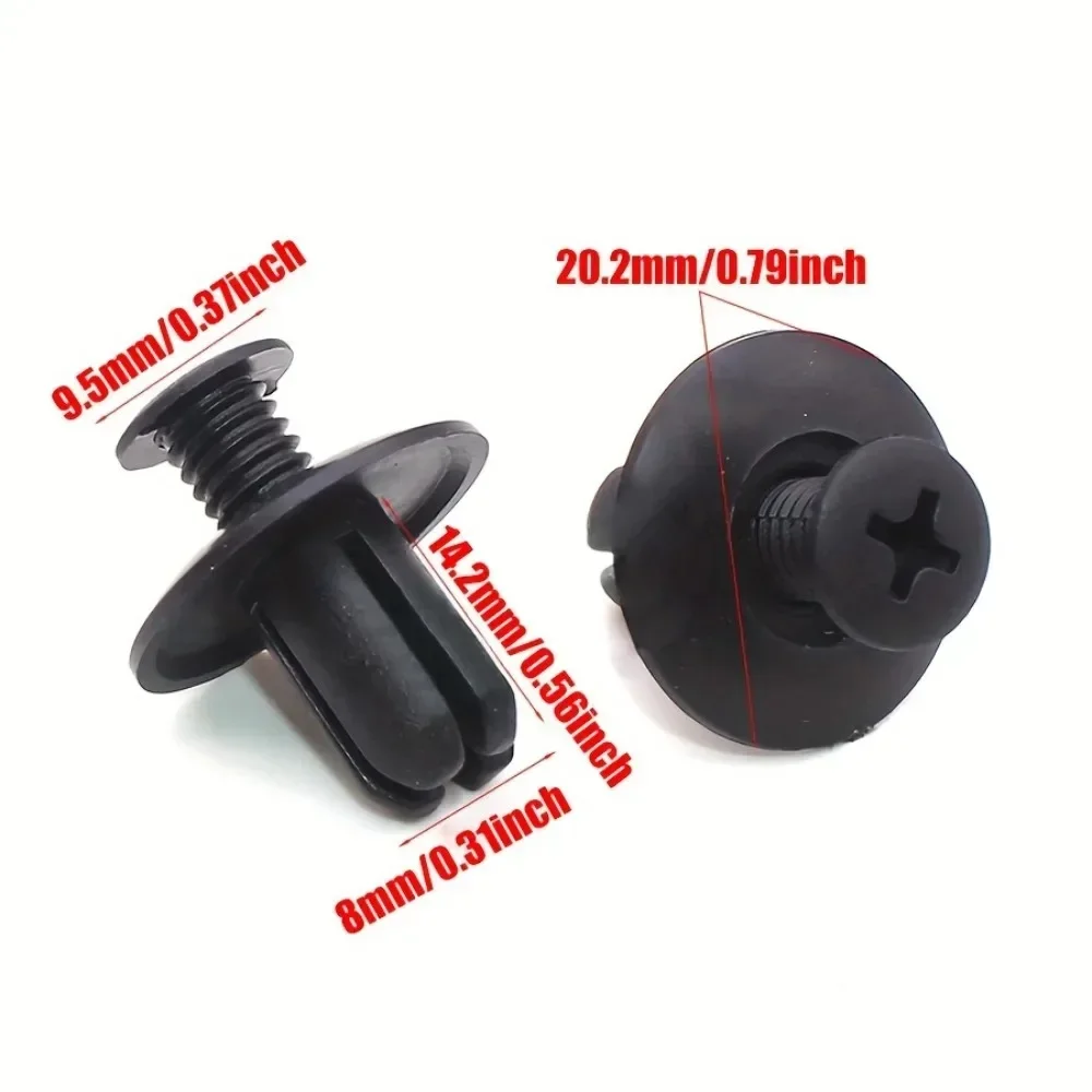 8mm Plastic Rivets Fasteners Screw Car Bumper Fender Black Rivet Car Fastener Clips For Toyota For Focus For Kia Nissan 2026