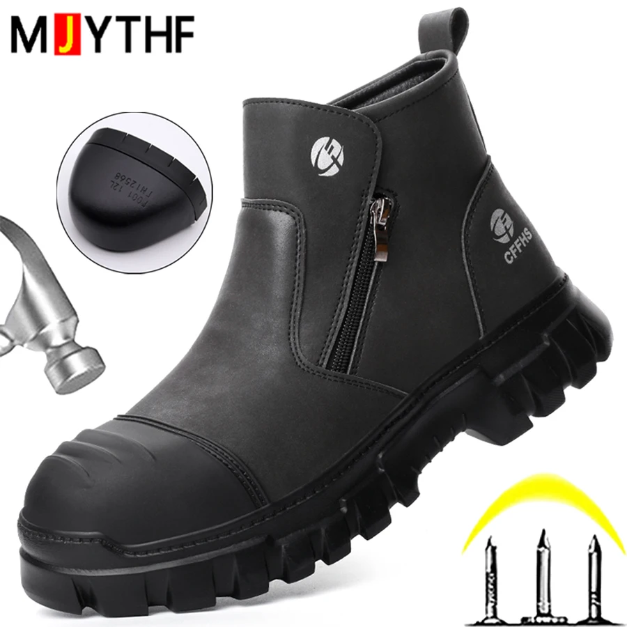Men Safety Boots Protection Shoes Anti-Smash Steel Toe Shoes Anti-Puncture Work Boots Indestructible Shoes Security Boots Men
