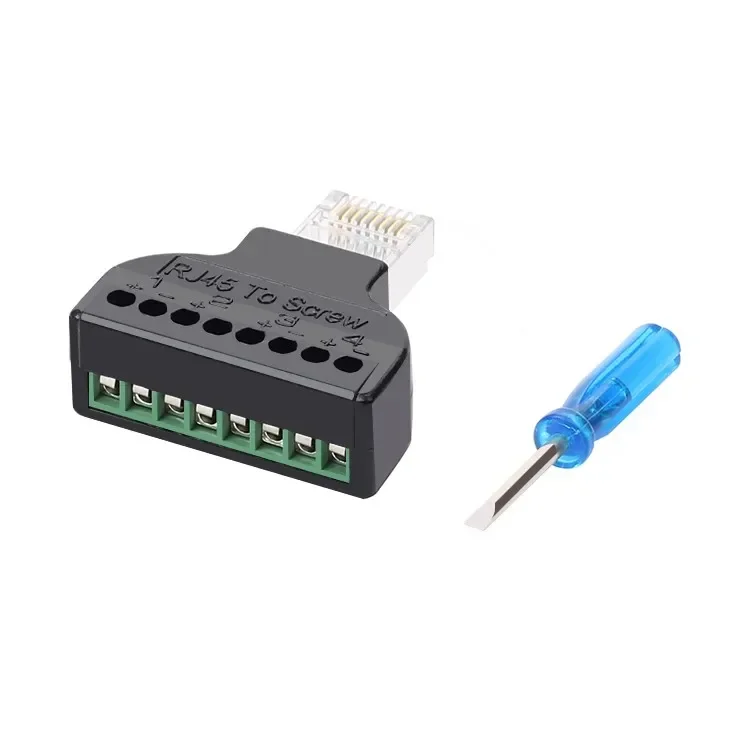 RJ45-schroefklemmenblok Drukvrij gereedschapsvrij krimpen Lasvrije gaasdraadkop, RJ45 industriële besturingsnetwerkadapter