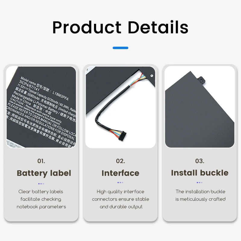 Laptop Battery L18M3PFA 11.52V/60.3Wh/5235mAh For Lenovo C740-15IML L18D3PF2 Notebook