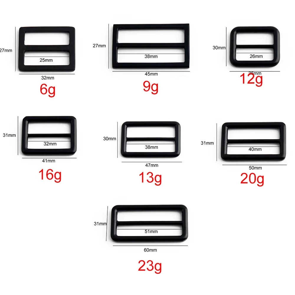 10/40/100PCS 25-32-38-51mm Dark Black Metal Tri-Glide Buckle Rings For Shoulder Bags Webbing Adjust Clasp Belt Hooks Accessories