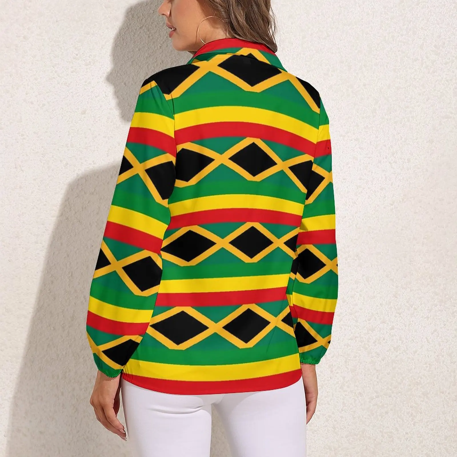 Jamaica Flag Print Blouse Flag of Reggae Kawaii Graphic Blouses Women Long-Sleeve Casual Shirt Autumn Oversized Top