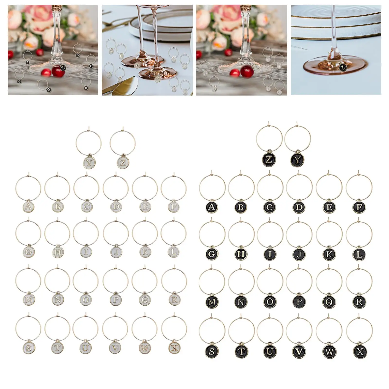 26 Pieces Alphabet Tags Party Wineglass Markers Parties Cocktail Goblet Decor
