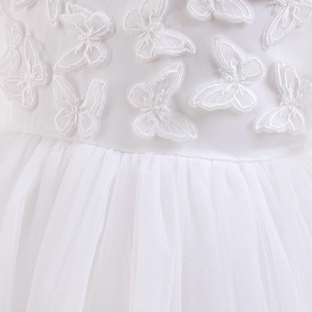 Summer White Wedding Dress For Girls Children Costumes Long Sleeve Party Gown Girls Princess Dresses Elegant Vestidos 4-8 Years