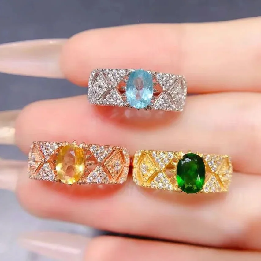 

Тяжелый 925 серебряный оригинальный Aptite кольцо 18K позолоченное реальное цитриновое кольцо брикет с золотым покрытием