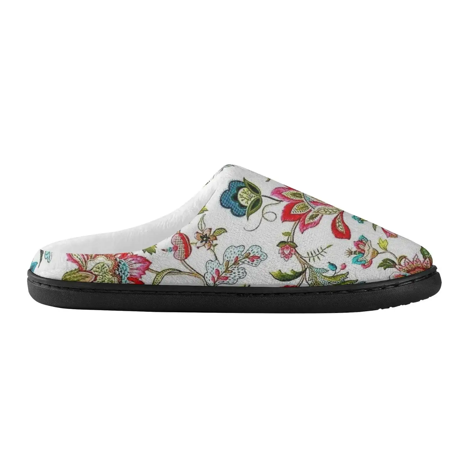 Floral Pattern Home Cotton Slippers For High Quality Plush Casual Keep Warm Shoes Thermal Slipper