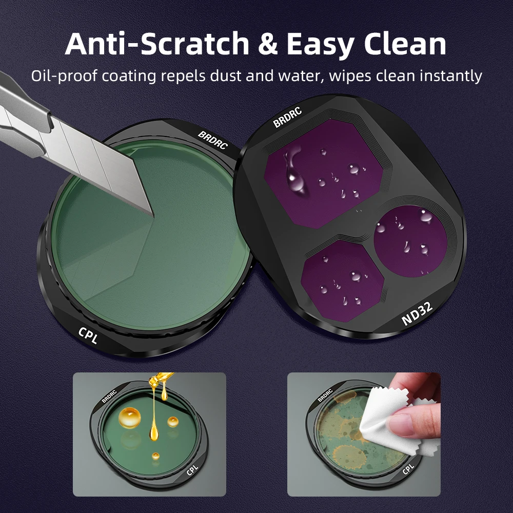 BRDRC مجموعة مرشحات العدسة ل DJI Mavic 4 Pro الطائرة بدون طيار UV CPL ND 8/16/32 عدسة محايدة الكثافة الزجاج البصري ملحقات طائرة بدون طيار