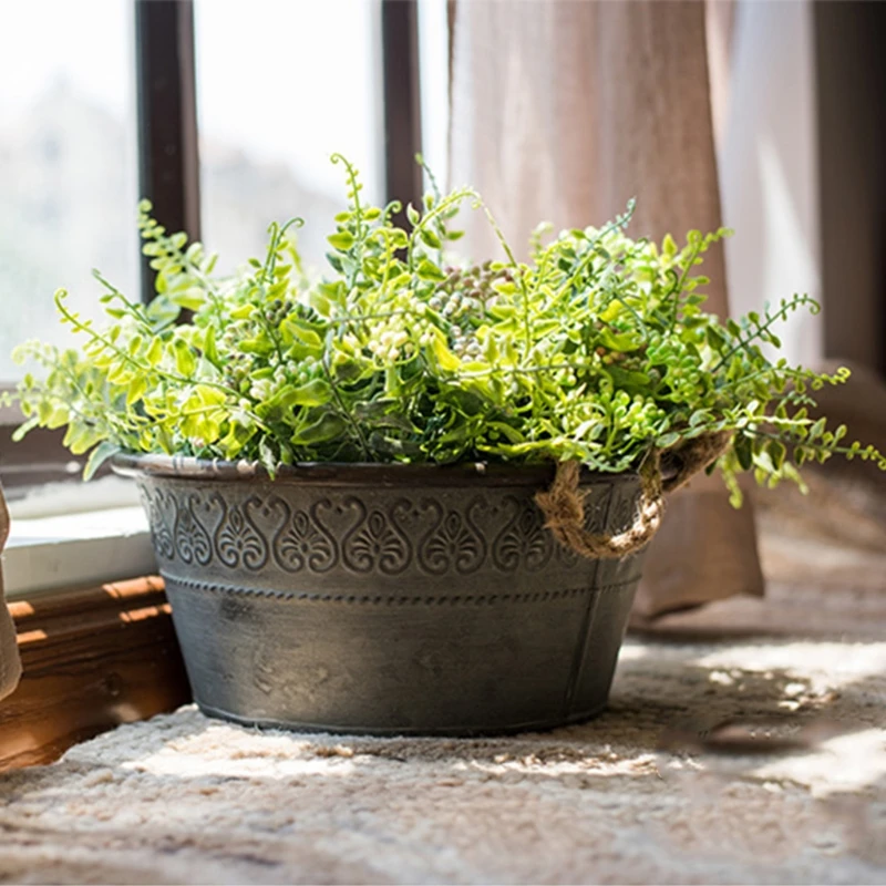 Declutter and Decorate Round Bucket Planter Farmhouse Round Tray new arrival