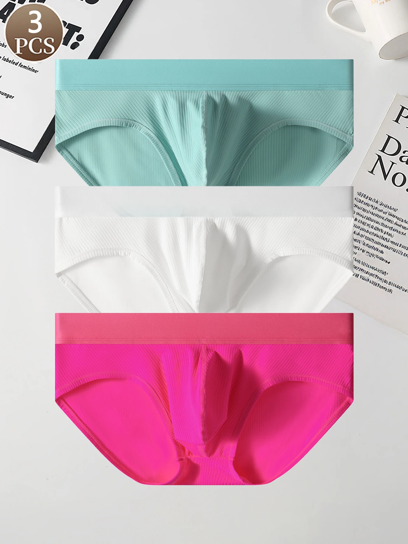 

3PCS men's briefs trendy solid color low waist soft and comfortable underwear casual sports simple men's briefs