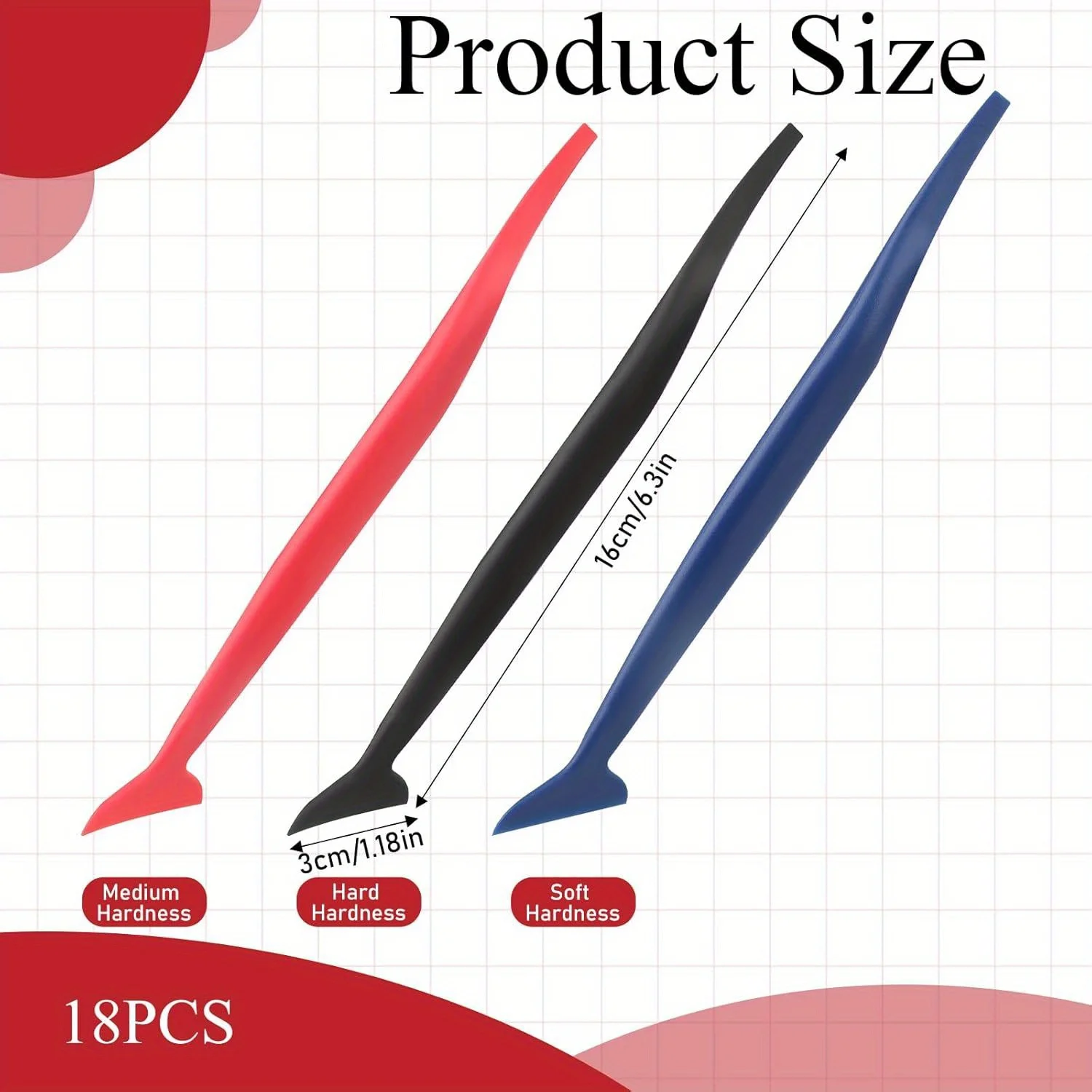 3pcs Car Micro Squeegee Curves Slot Tint Tool Set Vinyl Wrap Tools Vinyl Wrap Squeegee Car Wraping with Different Hardness