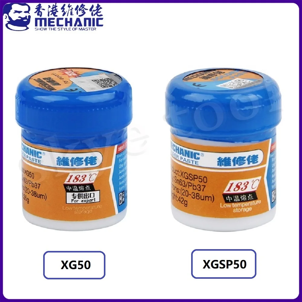 MECHANIC XG50 XGSP50 Sn63/Pb37 Solder Tin Paste Melting Point 183℃ Soldering Flux Paste For Phone PCB Board SMD Chips Repair