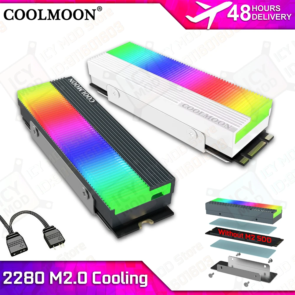 

M.2 SSD Radiator COOLMOON A-RGB Cooling Armor AURA SYNC Computer Case Decorative Light Armor