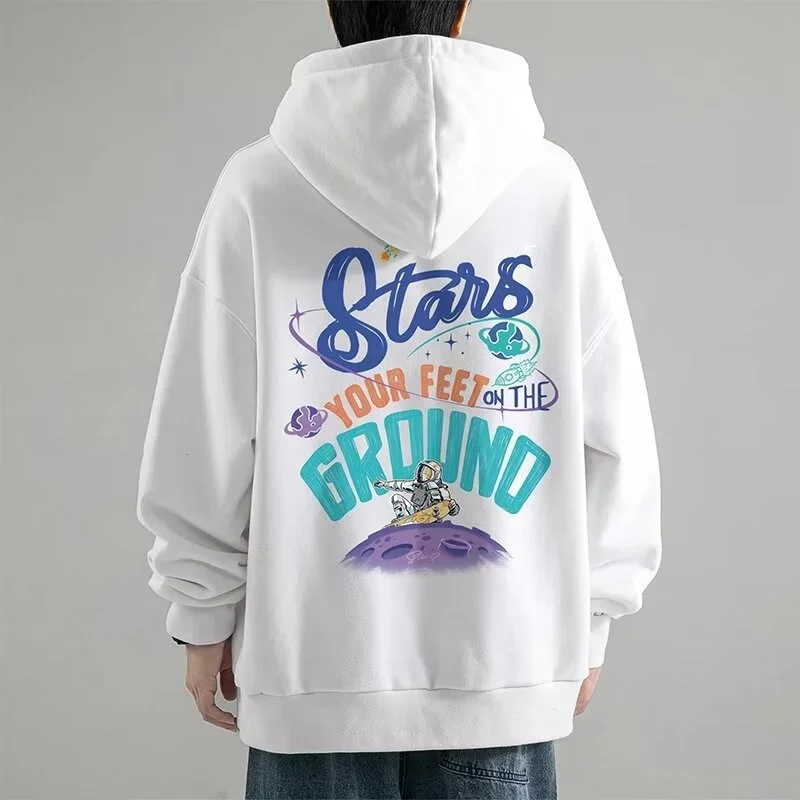 

New Cartoon Astronaut Printed Hooded Sweatshirt Men's Autumn Hip Hop Fashion Streetwear Hoodies Y2K Vintage Pullover Hoody