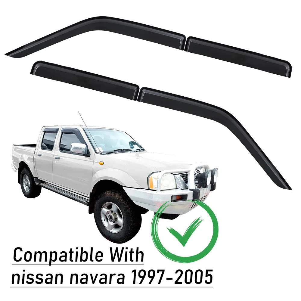 

Car Styling 4PCS/Set Window Visor Weathershield for Nissan Navara D22 1997-2005 Double Cab Door Sun Rain Guard Wind Deflector