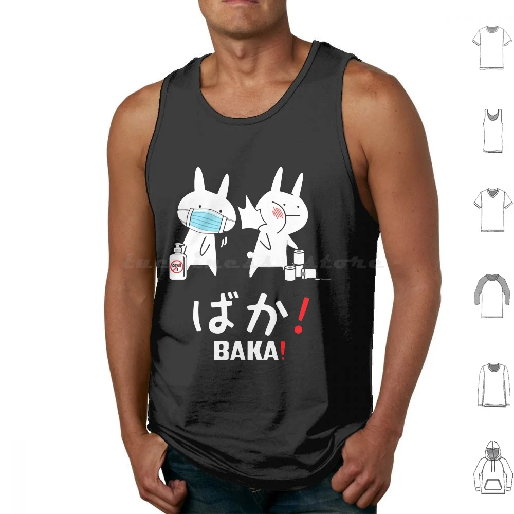 Funny Anime Rabbit Baka Slap Toilet Paper Shortage Tank Tops Print Cotton Funny Anime Rabbit Baka Slap Toilet Paper