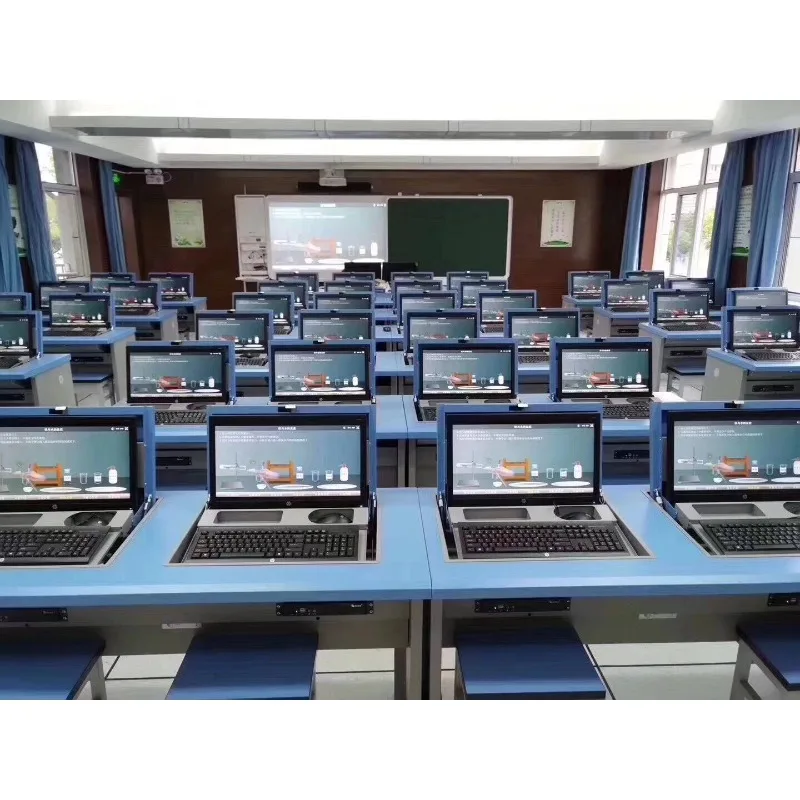 Universe Grocery Store Manual Flipper LCD Computer Desk Multimedia Audio-visual Education Desk with Lock