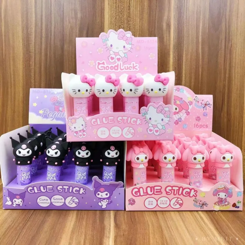 Hello Kitty My Melody Kuromi ตุ๊กตาการ์ตูนซิลิโคนนิ่มน่ารักตุ๊กตากาวแข็งติดกาวน้ำนักเรียนเครื่องเขียน WH