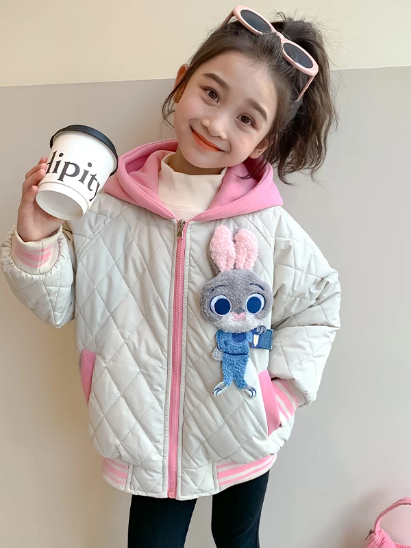 

Модная хлопковая куртка Thiened для девочек, осенне-зимняя новая детская зимняя одежда, топ с капюшоном, модное детское пальто