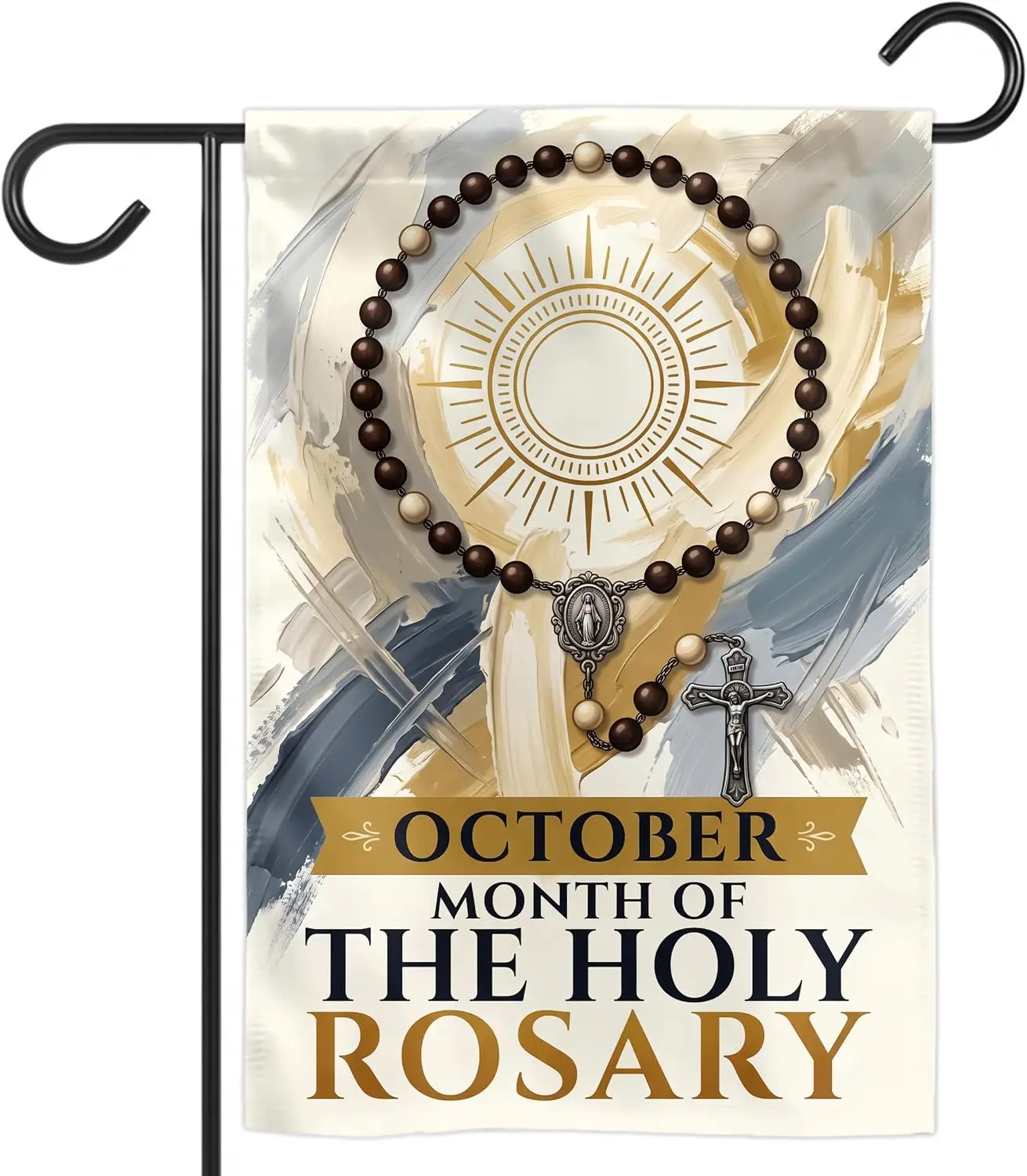 TODOLIA October Month Of The Holy Rosary Garden Flag, 12x18in | Double-Sided, Catholic Mother Mary Backyard House Lawn Porch uui