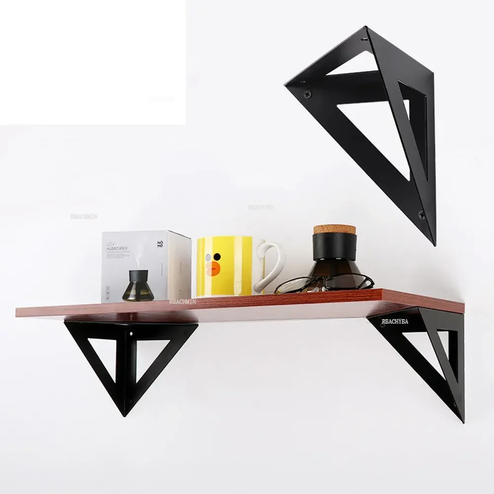 2pcs Black Triangle Shelf Bracket Wall Mounted Support Frame Metal Floating Fixed Bracket Wall Hanger Furniture Hardware