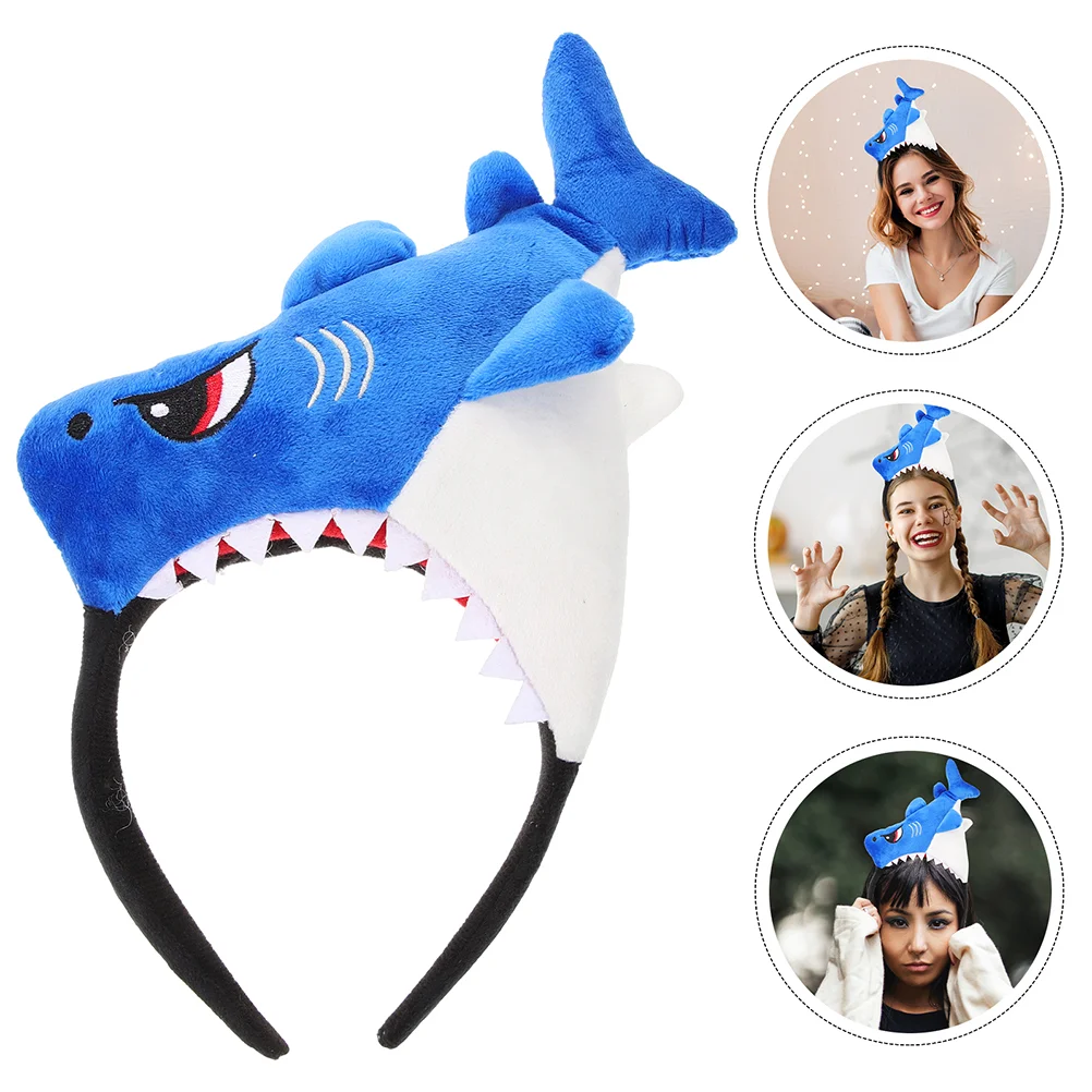 

2 Pcs Cartoon Shark Dinosaur Plush Headbands Sea Animal Party Accessories Lightweight Comfortable Kids Hair Bands