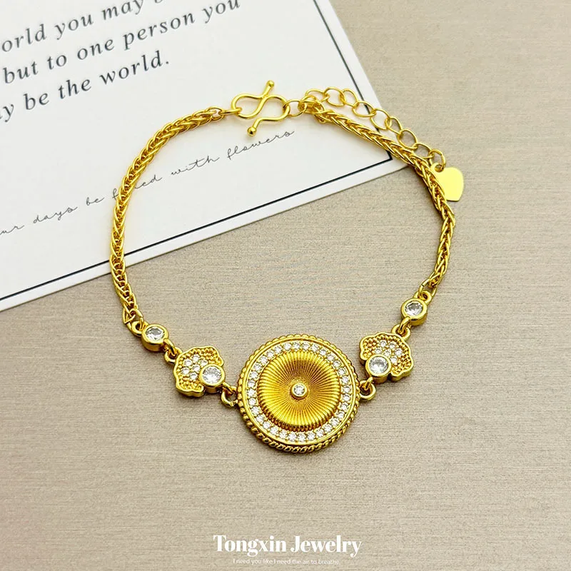 Sand gold drawing set diamond bracelet temperament all go with light luxury senior sense hand ornaments