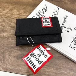 Have a Good Time-cartera de lona de 3 pliegues para hombre, monedero con cremallera, billetera