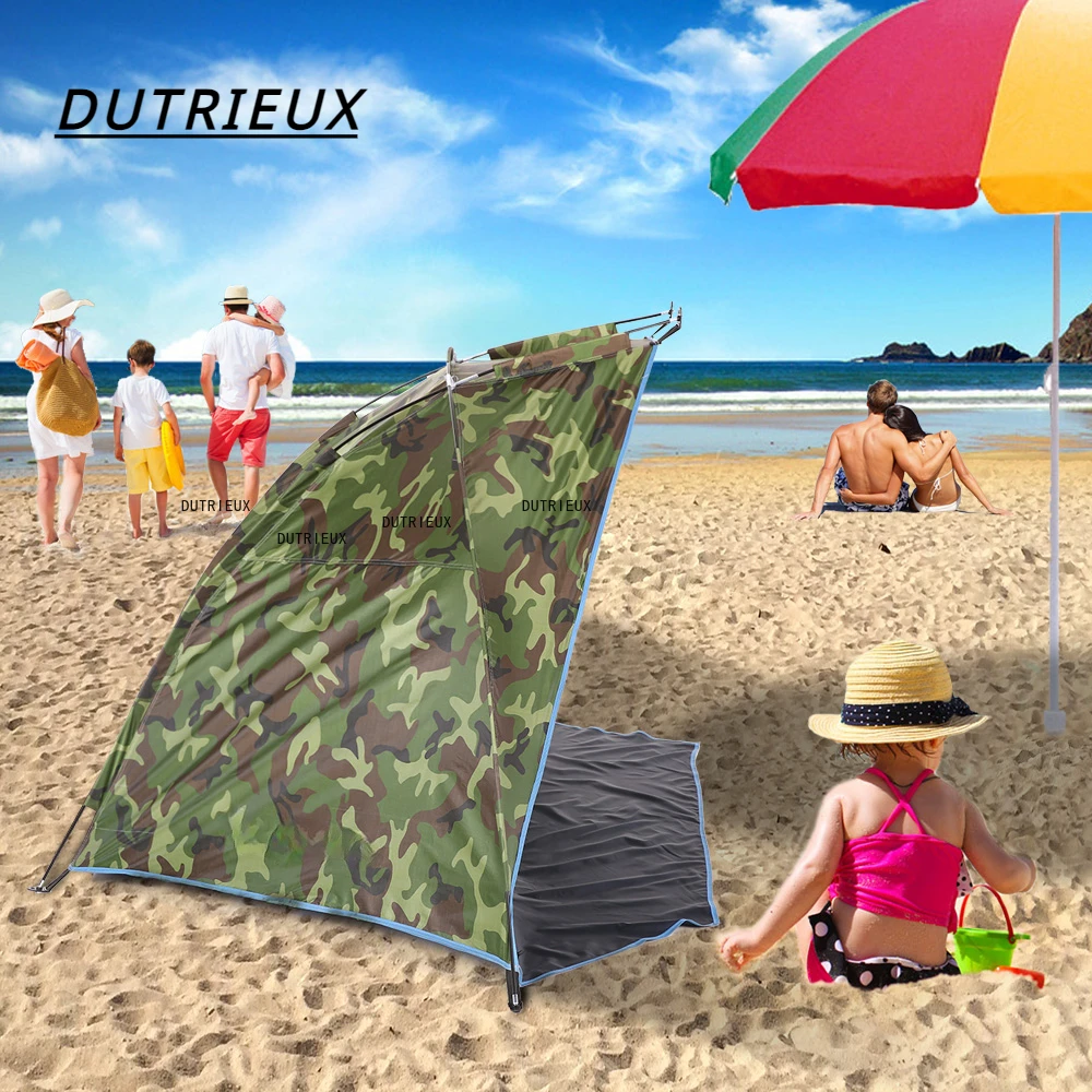 

2 Persons Camping Tent Single Layer Outdoor Tent Anti UV Beach Tents Sun Shelters Awning Shade for Fishing Picnic Park