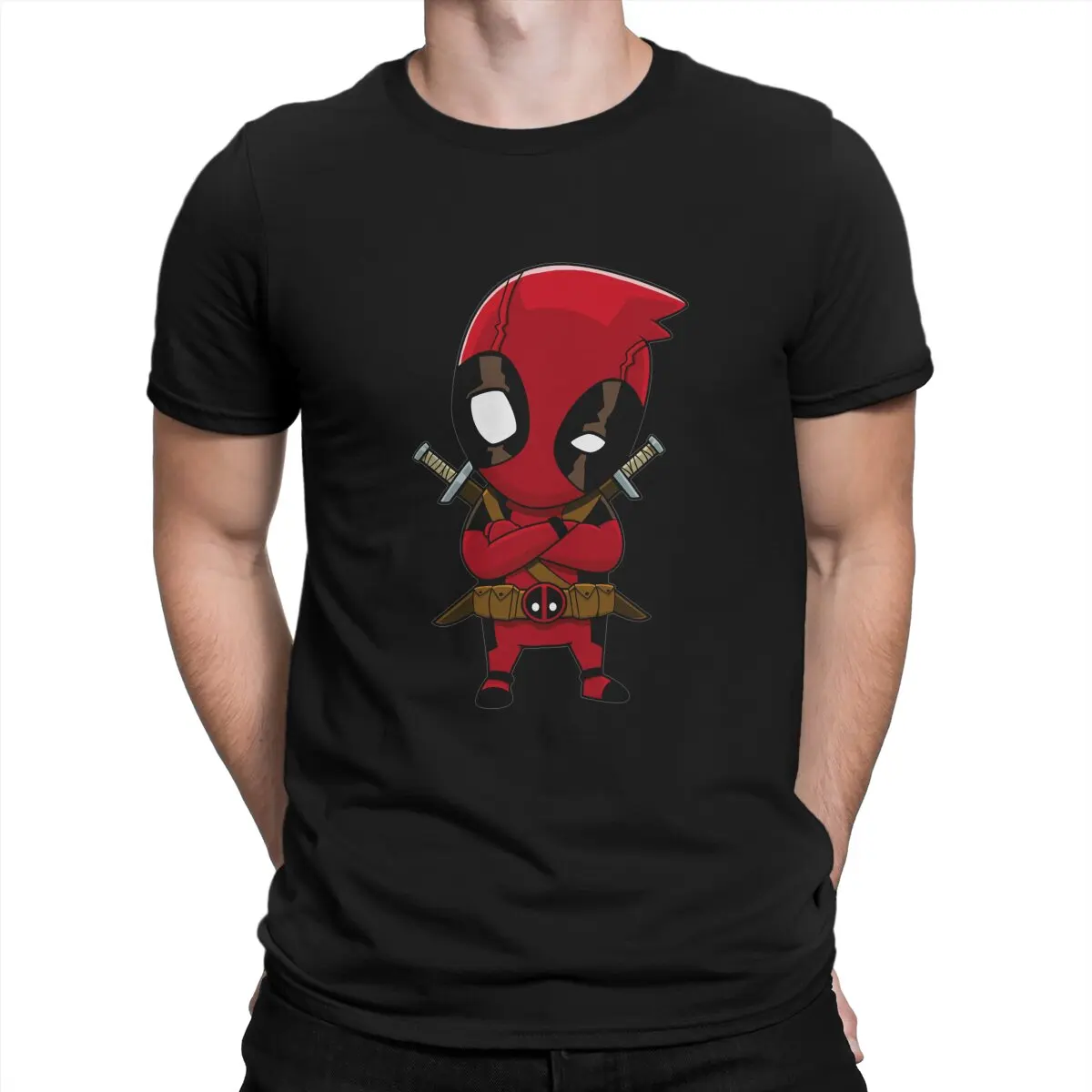 Men T-Shirt Chibi Novelty Tee Shirt Short Sleeve Disney Deadpool Film T Shirt Crew Neck Clothing Summer