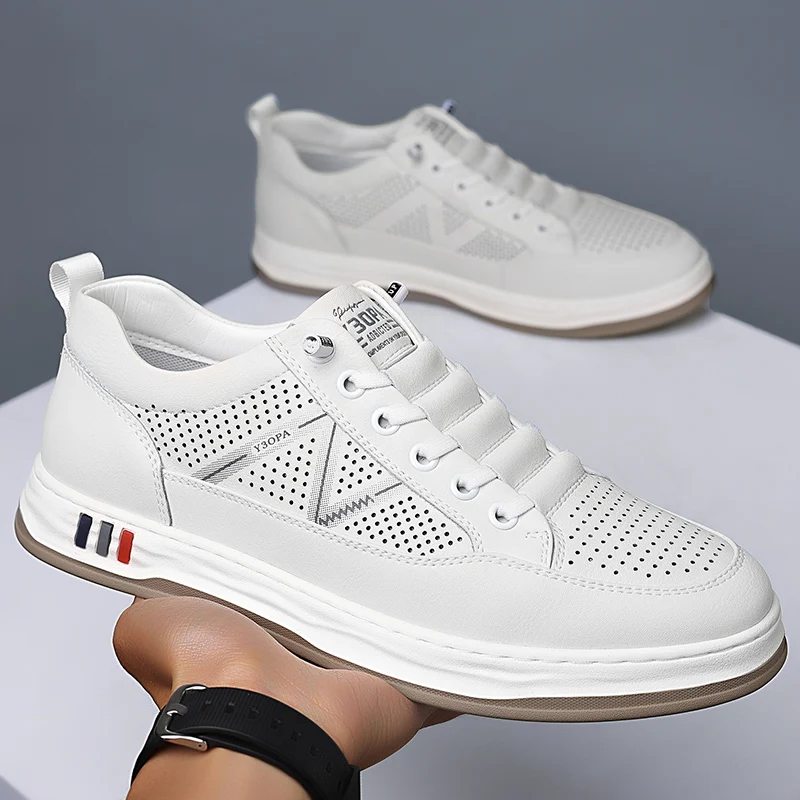 

Men's Autumn New Arrival Black Leather Shoes - Breathable Thick-Sole Stylish Sneakers, Casual & Sporty, Versatile & Lightweight