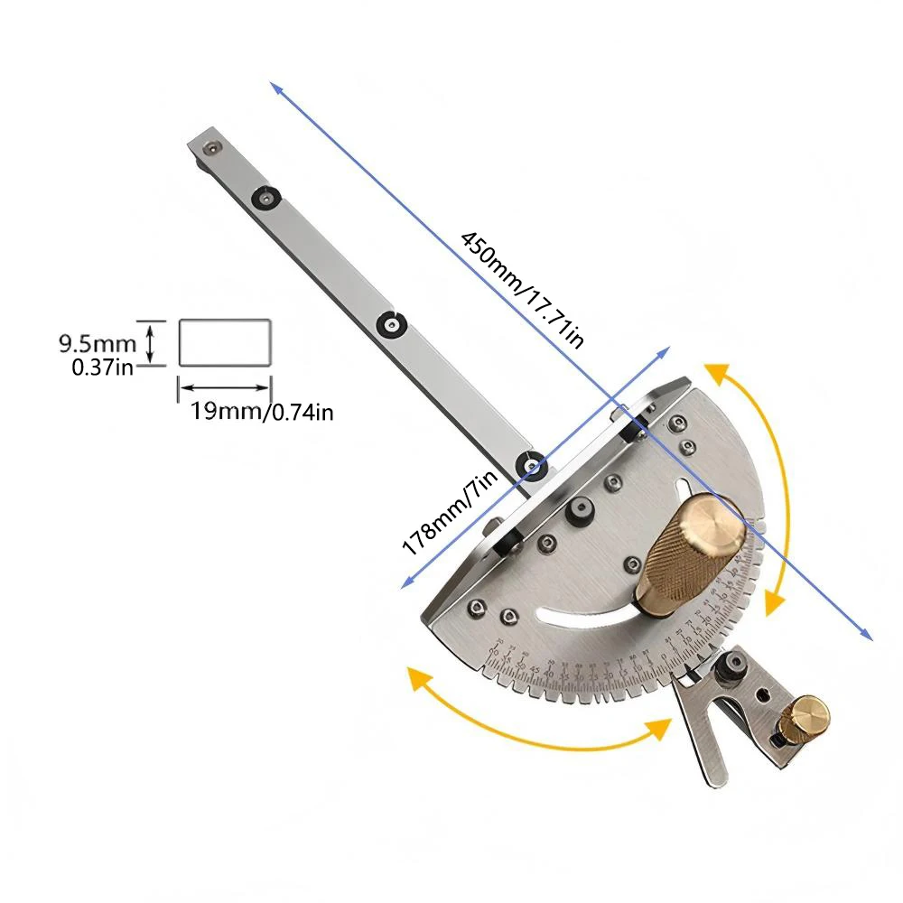 1Pc Miter Gauge Brass Handle For Table Saw Router Miter Gauge Sawing Assembly Ruler DIY Woodworking Tool