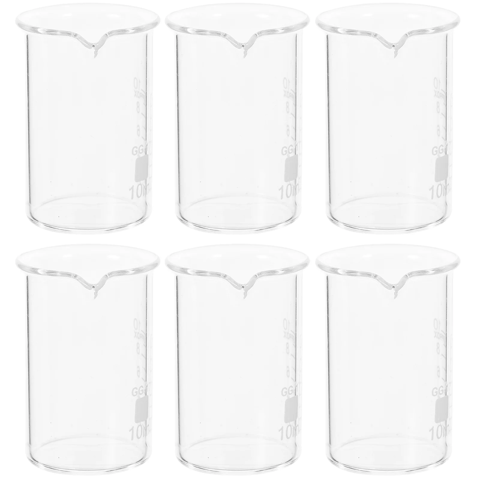 6 Pcs Small Glass Beaker 10ml Experimental Equipment Chemistry Laboratory Liquid Measuring Cups